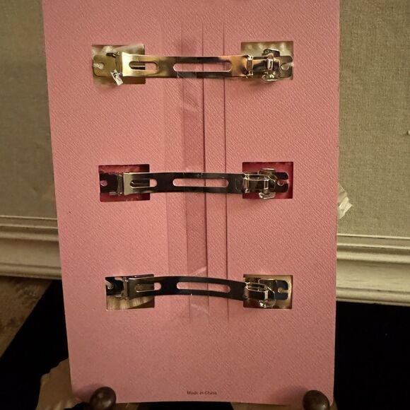 Set of 3 hair bows with ruffled edges and crystal heart in bow center. NWT - Picture 3 of 3